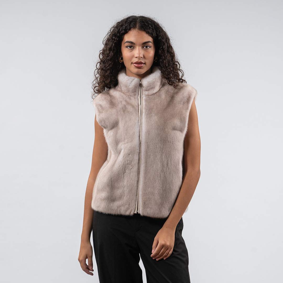 Women'S Fashion Gilet - Gilet in pelliccia sintetica di visone