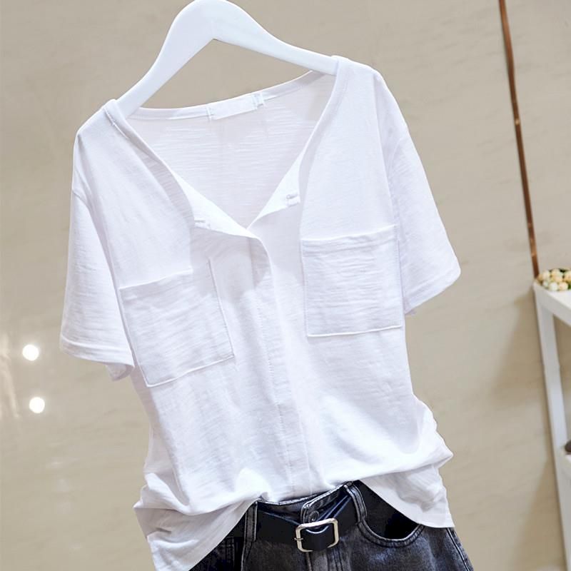 Women'S Fashion Trends 2026 Spring Summer - T-shirt in cotone slub di tendenza