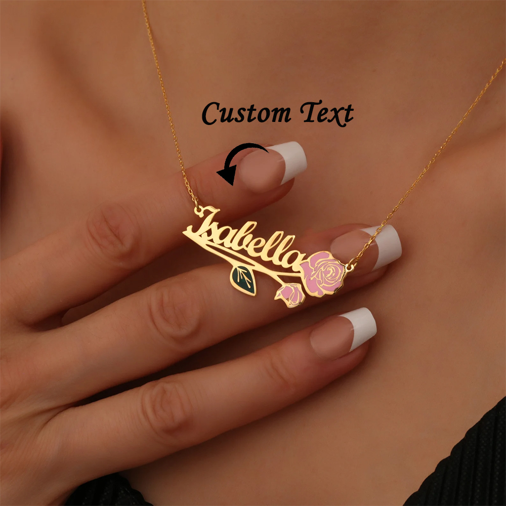 Women Fashion Names - Collana personalizzata con nome e fiore