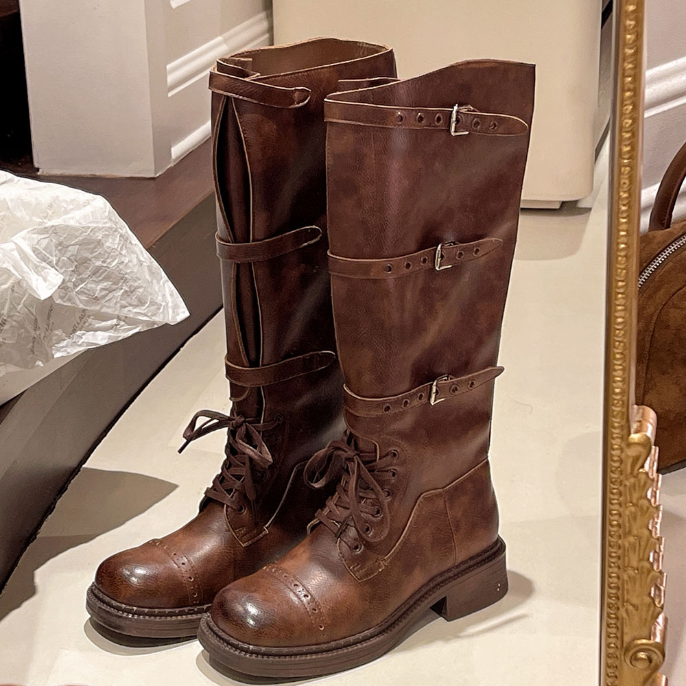 Women'S Fashion Leather Boots - Stivali alti al ginocchio da donna