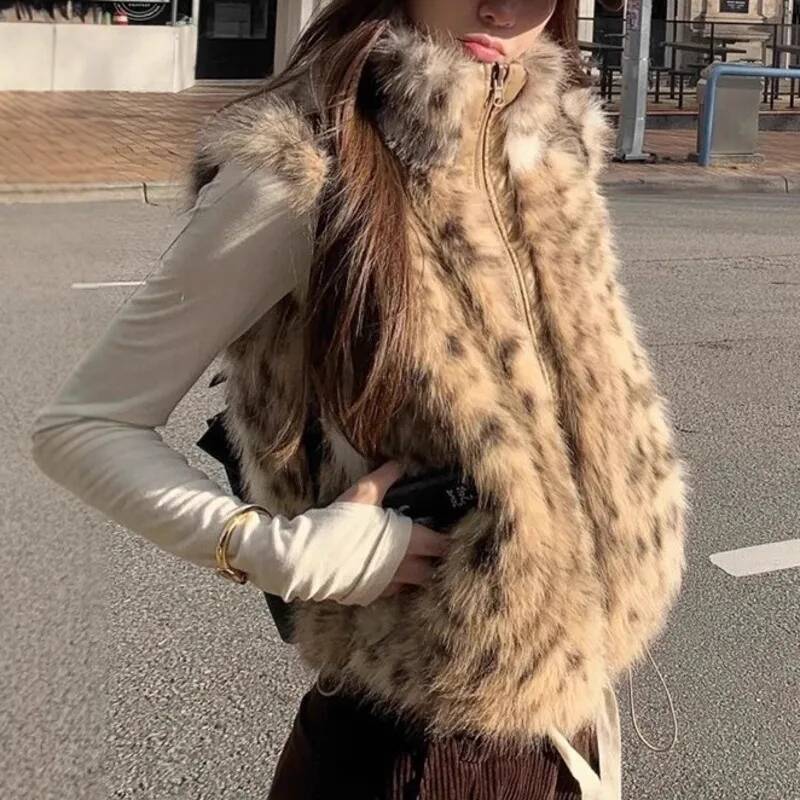 Women'S Fashion Gilet - Gilet da donna in pelliccia sintetica