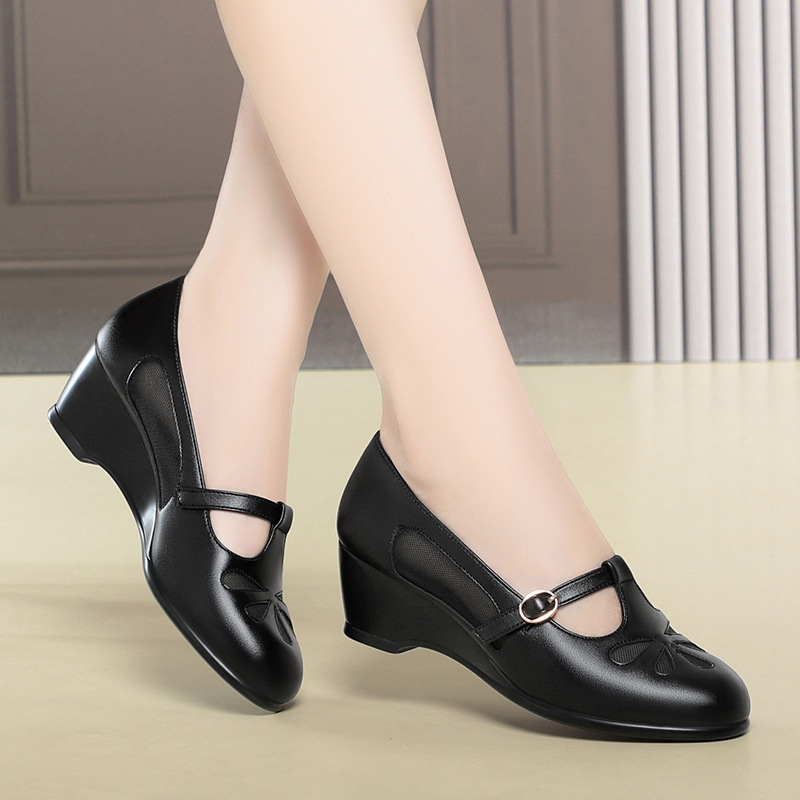 Women'S Fashion Middle Ages - Scarpe Estive con Zeppa e Rete
