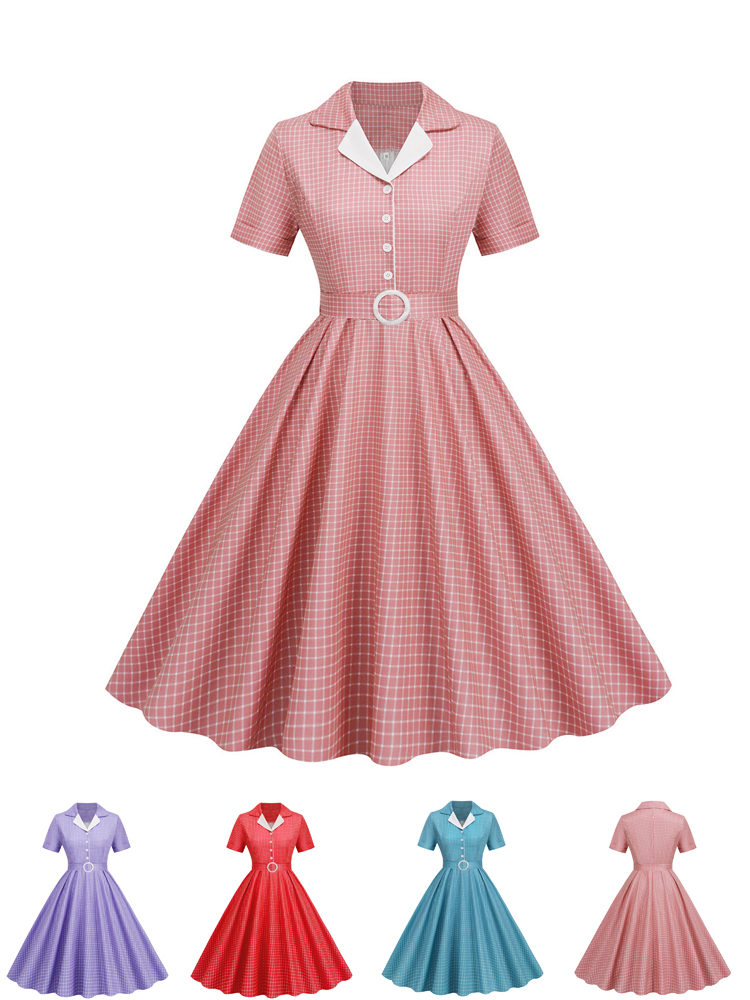 Women'S Fashion From The 60S - Abiti Estivi da Ufficio a Quadri