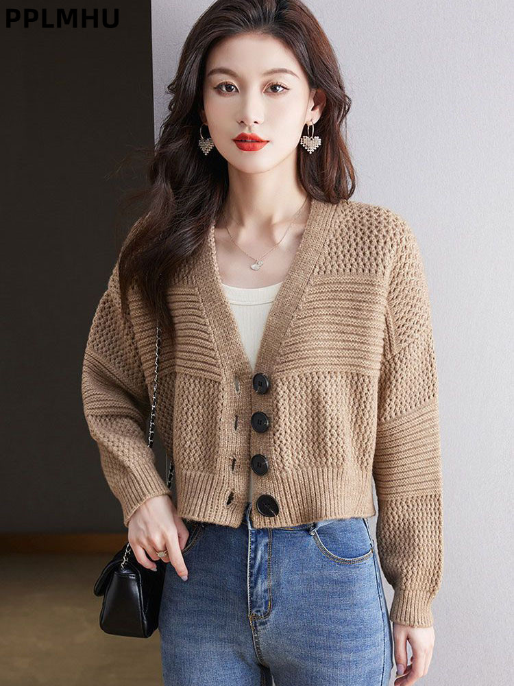 Women'S Fashion Gilet - Cardigan lavorato a maglia corto casual
