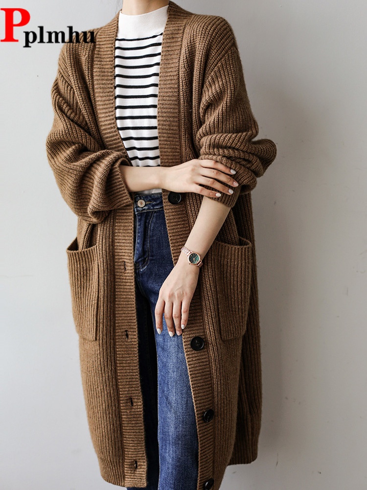 Women'S Fashion Gilet - Cardigan Lungo Lavorato a Maglia Ampio