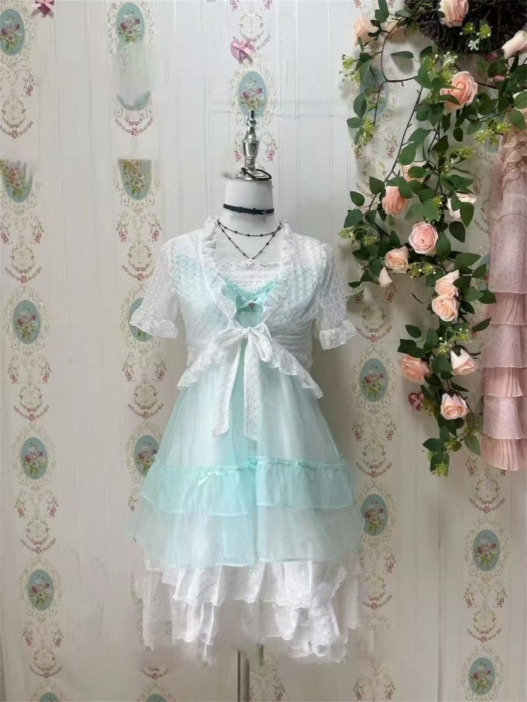 Ruched Dress Mini - Giapponese Kawaii Dolce Carino 2 Pezzi