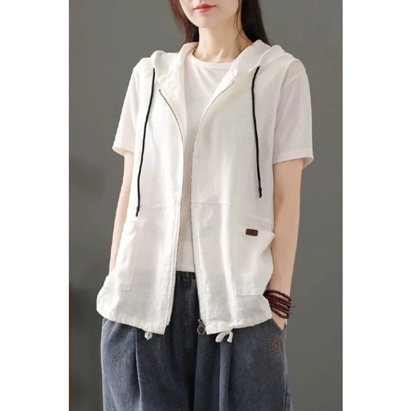 Women'S Fashion Gilet - Gilet da donna bianco in misto