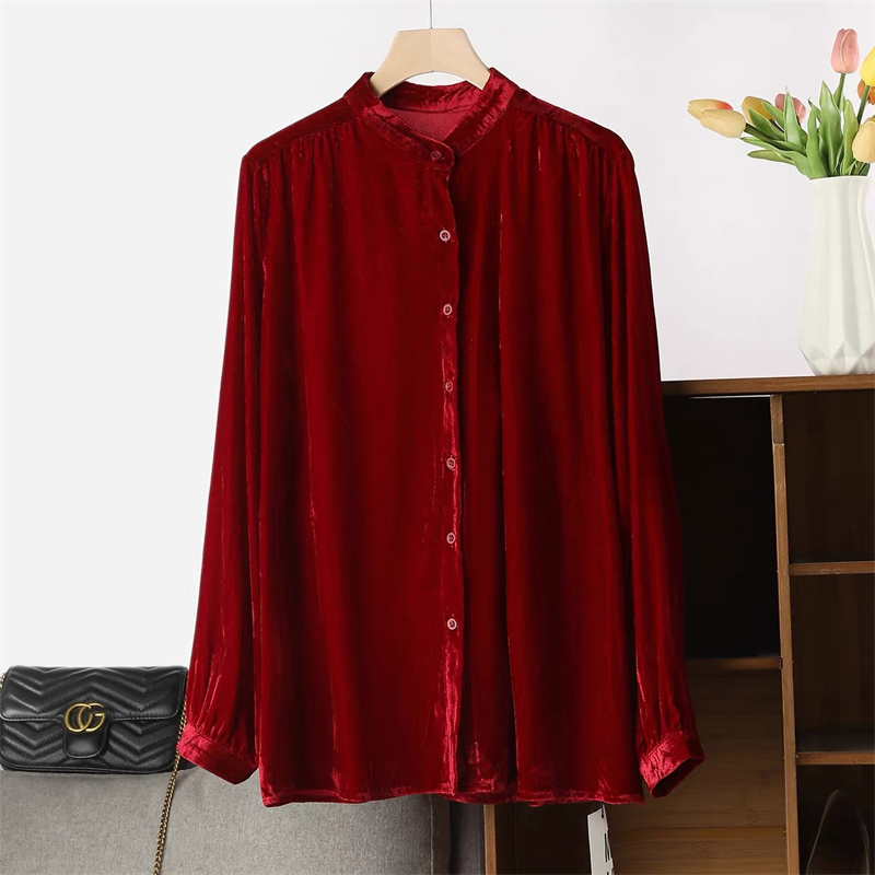 Women'S Fashion Middle Ages - Camicia Casual da Donna in Tinta