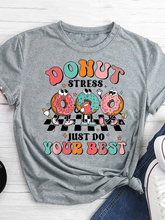 Women'S Fashion Trends 2026 Spring Summer - T-shirt con stampa Cartoon Donut, top
