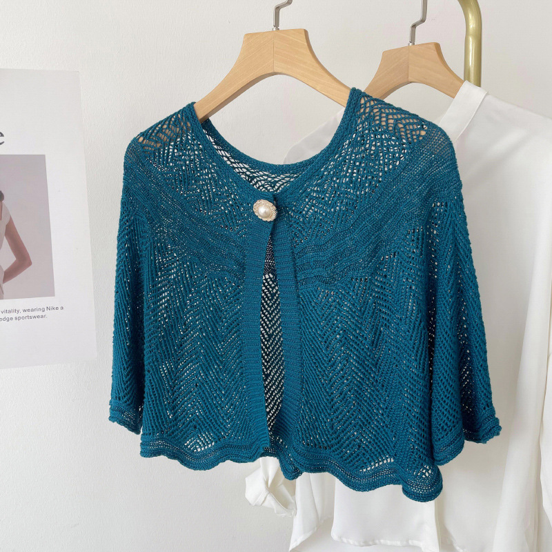 Women'S Fashion Knitwear - Donna Estate Elegante Maglia all'uncinetto Mantella