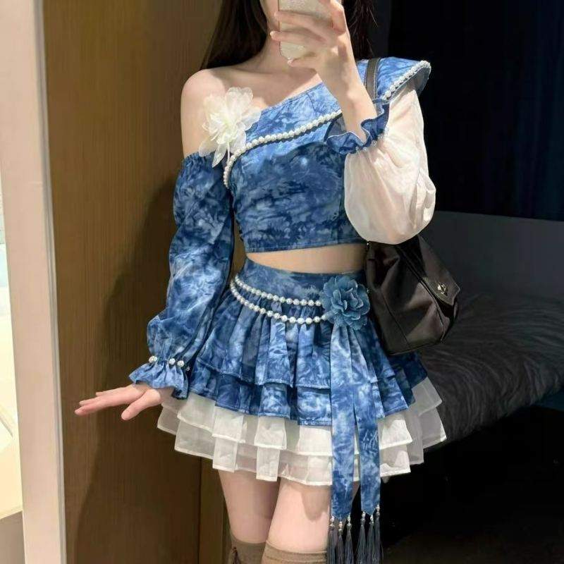 Asymmetric Top Women - Set gonna Lolita elegante vintage stile