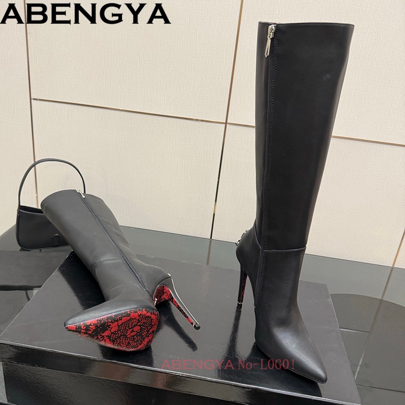 Women'S Fashion Leather Boots - Stivali alti al ginocchio in pelle