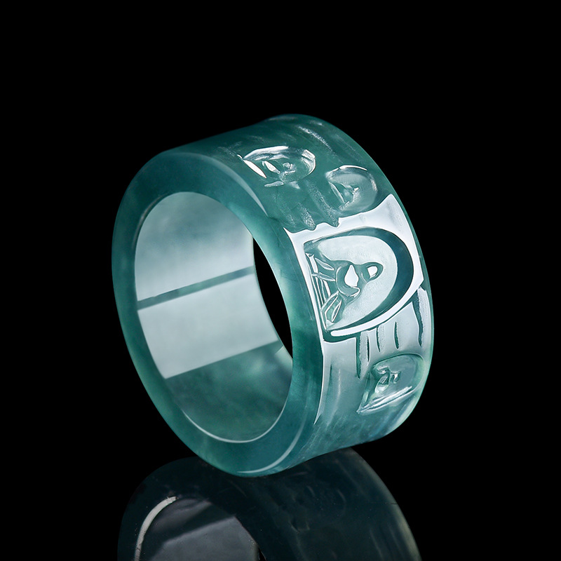Women Fashion Designer - Anello Buddha in Giadeite Naturale Birmana,