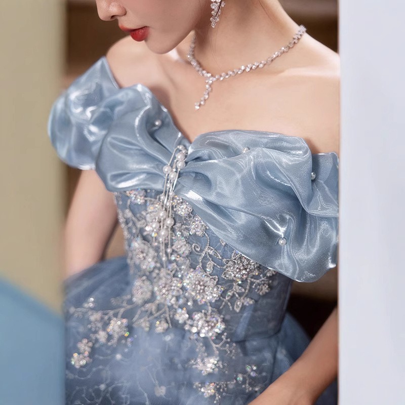 Abito da sera blu ricamato mon - Women'S Fashion Middle Ages recensione e prezzo