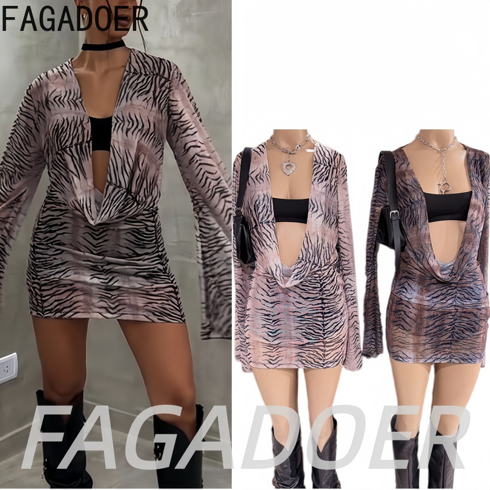 FAGADOER Y2K Retro Tiger Strip - Ruched Dress Mini recensione e prezzo