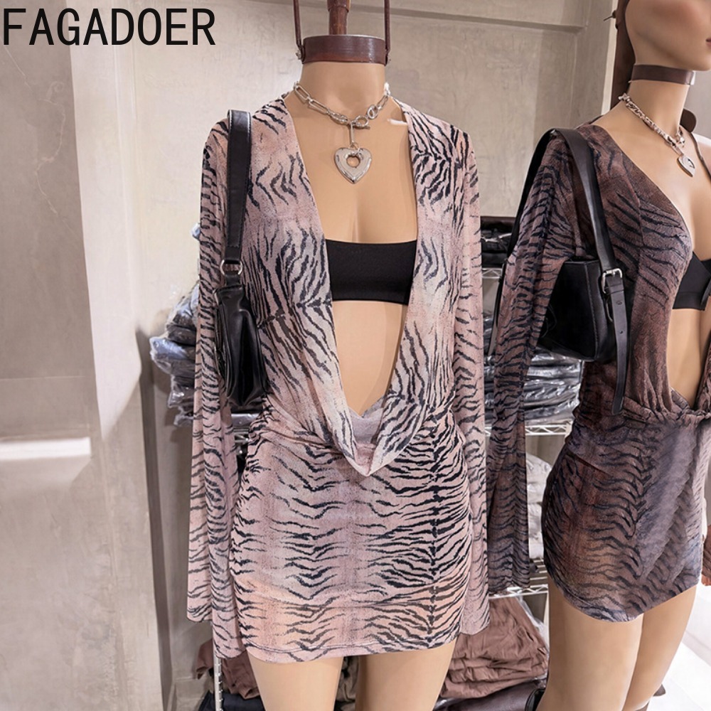 FAGADOER Y2K Retro Tiger Strip - Ruched Dress Mini recensione e prezzo