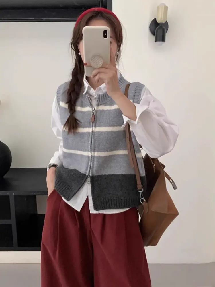 Cardigan con cerniera a righe  - Women'S Fashion Gilet recensione e prezzo